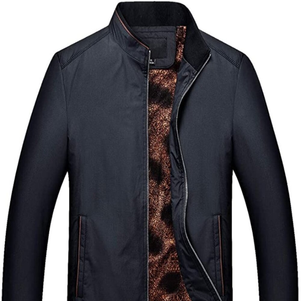 Chouyatou Mens Casual Softshell Full Zip Lightweight Bomber Jacket Thick Black M